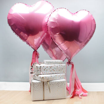 Pink Heart Shaped Valentine's Balloons With Tassels, 2 of 5