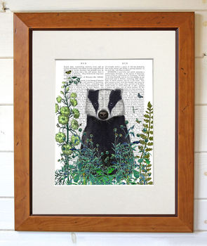 Badger In The Garden, Book Print, Framed Or Unframed, 4 of 7