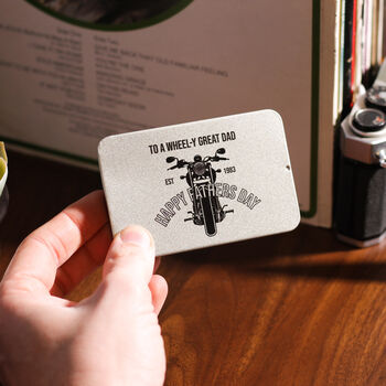 Personalised Motorbike Credit Card Tool Tin Bottle Opener Gift For Him, 2 of 5