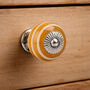 Yellow And White Striped Ceramic Drawer Pulls Set, thumbnail 1 of 2