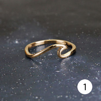 Sterling Silver Or Gold Waves Ring, 5 of 6