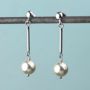Sterling Silver Drop Earrings With Pearl, thumbnail 2 of 4