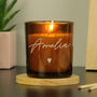 Personalised Amber Glass Candle Jar – Vanilla Scented, thumbnail 1 of 7