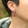 Fused Glass Drop Earrings In Autumn Colours, thumbnail 2 of 12