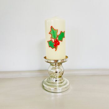 Christmas Holly Pillar Candle, 4 of 7