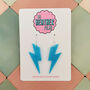 Light Blue Glitter Lightning Bolt Earrings Small And Large, thumbnail 1 of 10