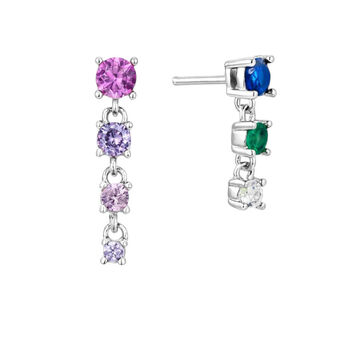Rainbow Multi Gemstone Asymmetric Earrings, 8 of 10