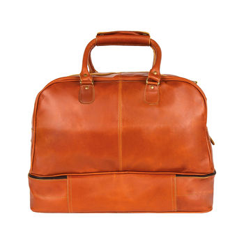 Personalised Tan Leather Holdall With Shirt Compartment, 5 of 10