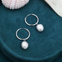 Sterling Silver Genuine Baroque Pearl Crystal Large Huggie Hoop Earrings, thumbnail 1 of 11