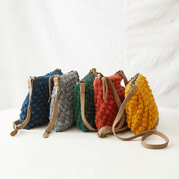 Fair Trade Crochet Boho Bobble Cross Body Handbag, 3 of 6