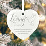 In Loving Memory Dove Ceramic Heart Hanging Decoration Bauble + Gift Box, thumbnail 7 of 7
