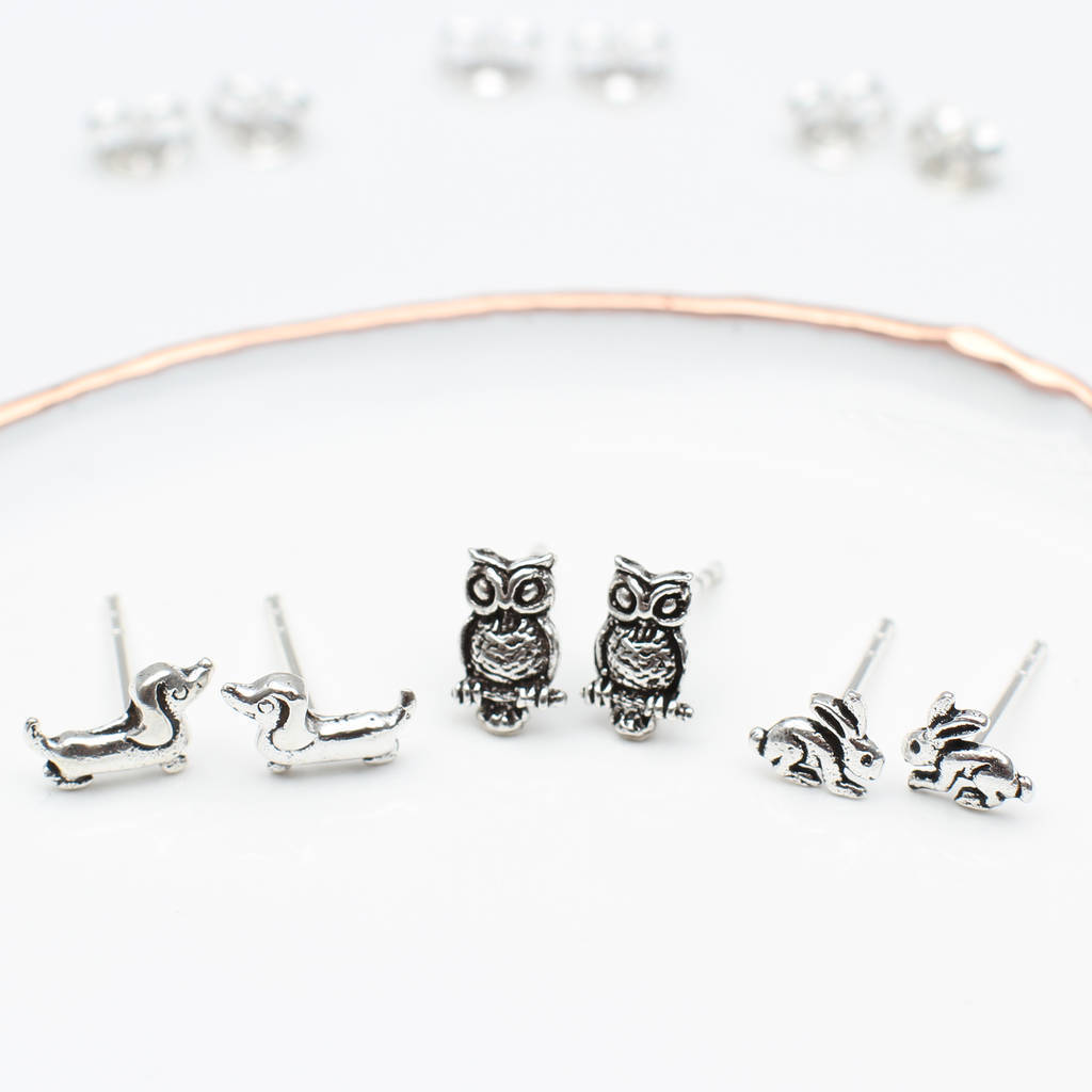 Sterling Silver Mini Animal Stud Earrings By Hurleyburley Junior |  