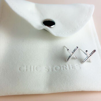 Sterling Silver Simple Cross Stud Earrings, 5 of 6