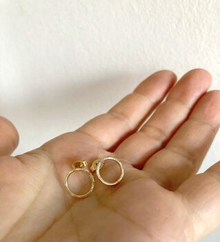 Small Hammered Gold Open Hoop Studs, 9 of 9