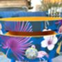 Navy And Mustard Tropical Round Side Table, thumbnail 2 of 5