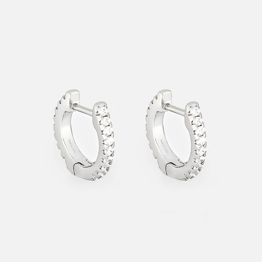 Silver hoops with cubic on sale zirconia