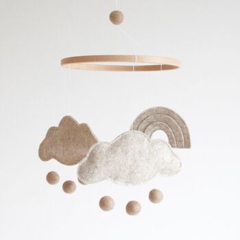 Cloud And Rainbow Baby Mobile, Natural Beige, 3 of 8