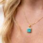 Yellow Gold Plated Turquoise Square Necklace, thumbnail 4 of 12