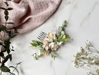 Pink, Blush And White Flower Hair Comb, 6 of 7