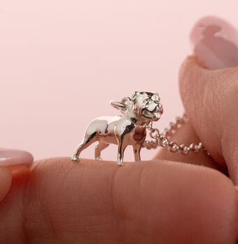 Staffordshire Bull Terrier Sterling Silver Necklace, 2 of 9
