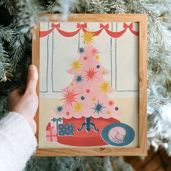 Cosy Cat Christmas Tree Print, 5 of 5