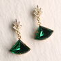Art Deco Emerald Chrysler Drop Earrings, thumbnail 1 of 8