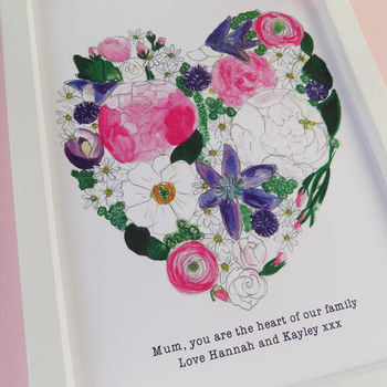 Personalised Floral Heart Print For Mum, 2 of 9