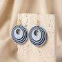 Blue And Navy Geometric Circular Earrings • Gold Plated Sterling Silver Hooks, thumbnail 3 of 10