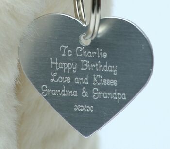 Bunny Cream Hand Puppet With Engraved Keepsake Keyring, 2 of 6