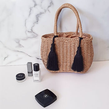 Boho Wicker Tassel Tote Summer Bag, 10 of 12