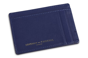 Blue Leather Card Holder With Rfid Protection, 2 of 5