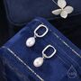 Sterling Silver Oval Pearl Oval Hoop Earrings, thumbnail 1 of 10