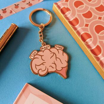 Too Many Tabs Brain Enamel Keyring, 4 of 5