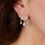 Moonstone Lotus Flower Stud Drop Earrings, thumbnail 1 of 10