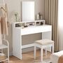 Dressing Table With Large Mirror Modern Style White, thumbnail 4 of 10