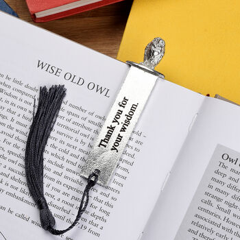 Personalised Wise Owl Pewter Bookmark Teachers Gift, 4 of 8