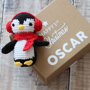 Baby's First Christmas Keepsake Box With Penguin Rattle, 3 of 4