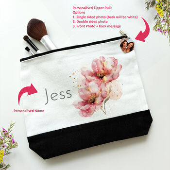Personalised Photo Message Zip Pull And Name Make Up Bag, 3 of 4