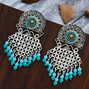 Bohemian Braided Turquoise Indian Boho Earrings, 9 of 9