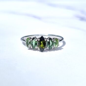 Ombre Green Tourmaline Ring In Sterling Silver, 2 of 12
