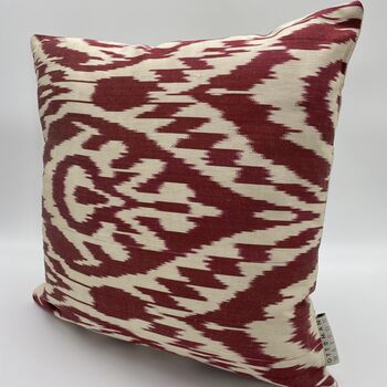 Ikat Silk Cushion Red Abstract, 2 of 9