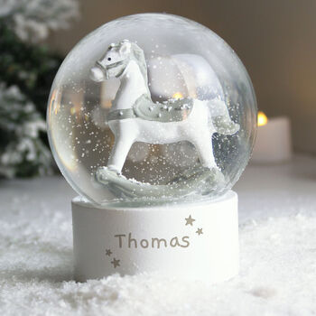 Personalised Rocking Horse Glitter Snow Globe, 4 of 5