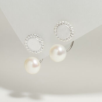 Sterling Silver Dotty Disc Earrings With Freshwater Pearl Jacket, 2 of 5