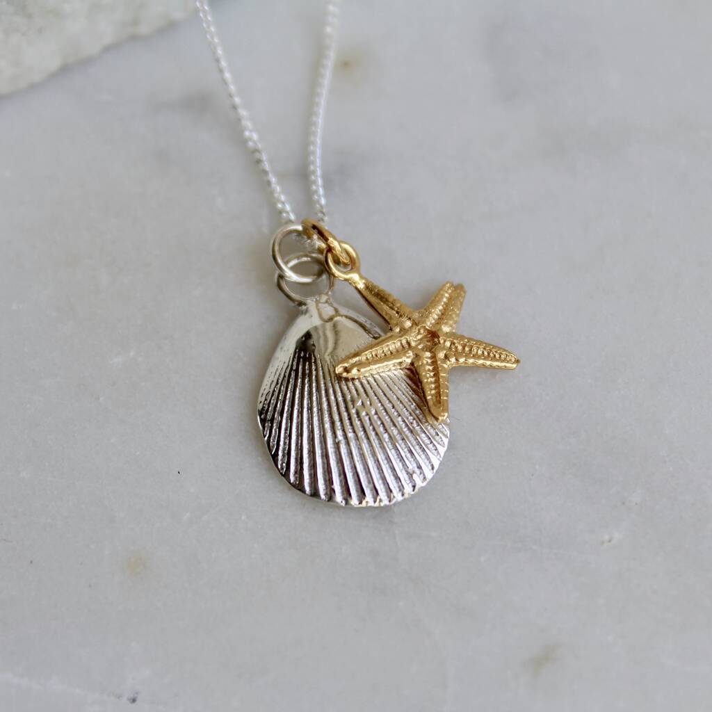 Shell And Starfish Necklace Silver And 