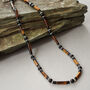 Mens 925 Silver Tigers Eye And Onyx Pendant Necklace, thumbnail 1 of 3