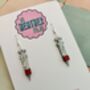 Syringe Glitter Resin Earrings / Alternative Style Jewellery / Gift For Nurses And Doctors Shimmering Medical Jewellery, thumbnail 4 of 7