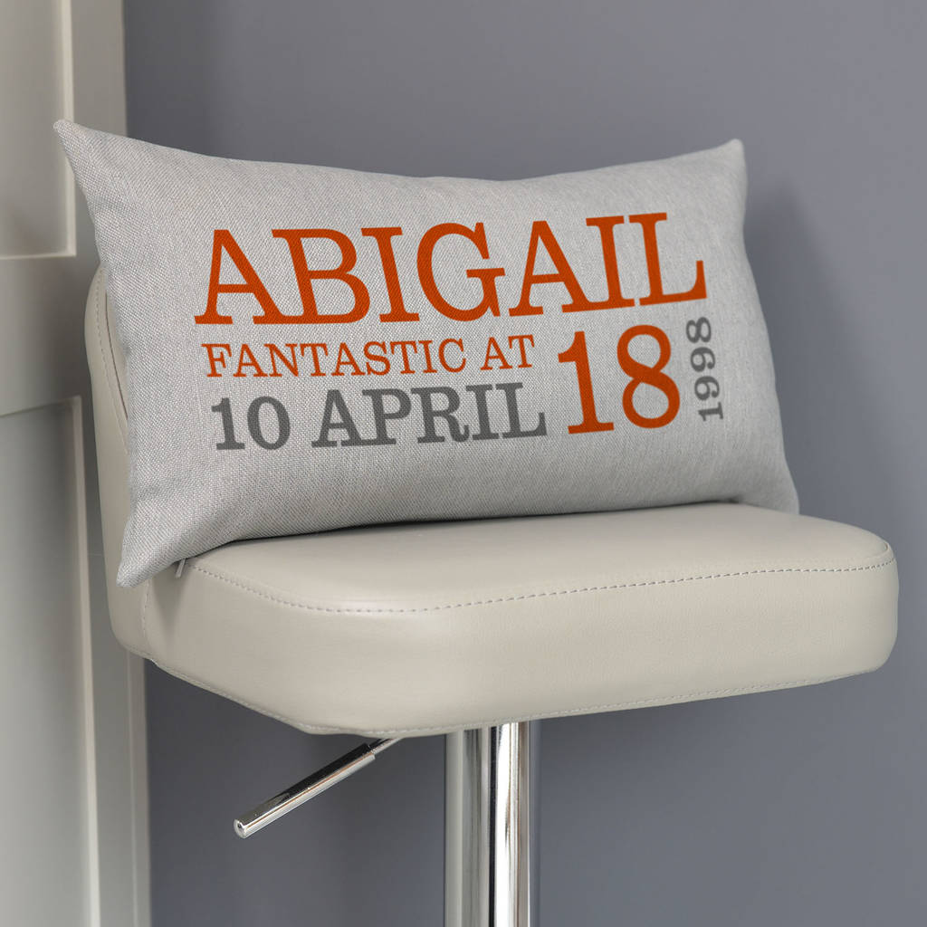 Personalised 18th Birthday Rectangular Cushion By A Type Of Design ...