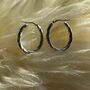 Oval Twisted Silver Hoop Earrings In Sterling Silver, thumbnail 1 of 2