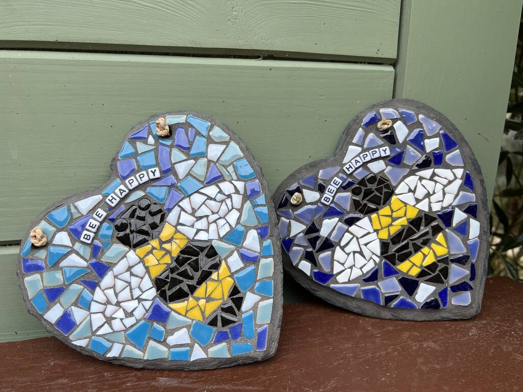 Bee Happy Slate Heart Mosaic Craft Kit, 1 of 6