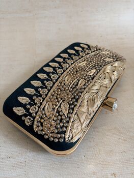 Heavily Embroidered Green Clutch Bag, 7 of 11